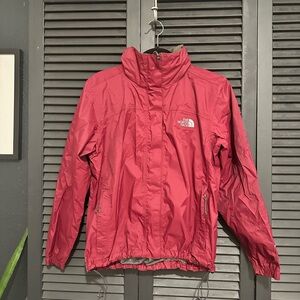 The North Face Pink Ski Jacket with High Collar and Long Sleeves